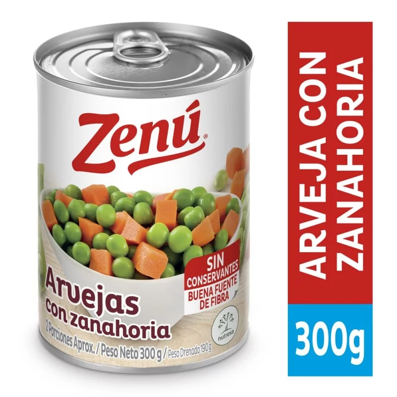 Arveja-zanahoria Zenux300g Lata