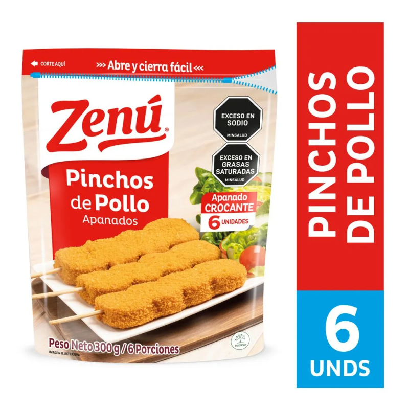 Pinchos Zenu Pollo Apanado 300 Gr