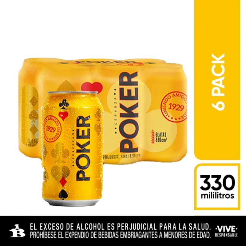 Cerveza Pokerx330cc Lata X 6 Und