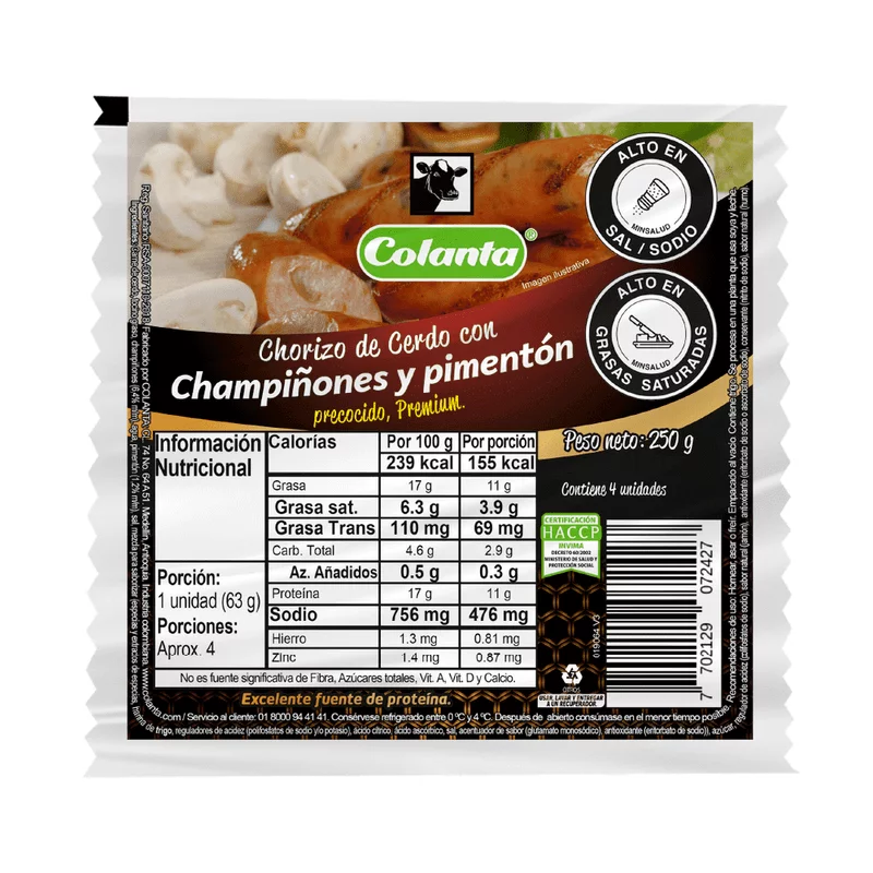 Chorizo Colantax250g Champinones Y Pimen