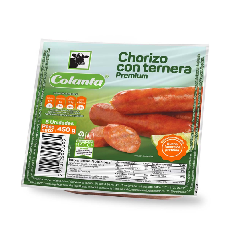 Chorizo Ternerax450g Colanta