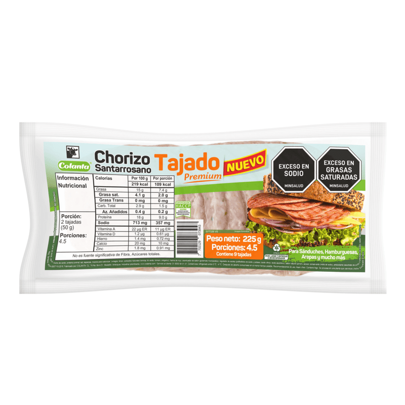 Chorizo Santarrosanox225g Tajado