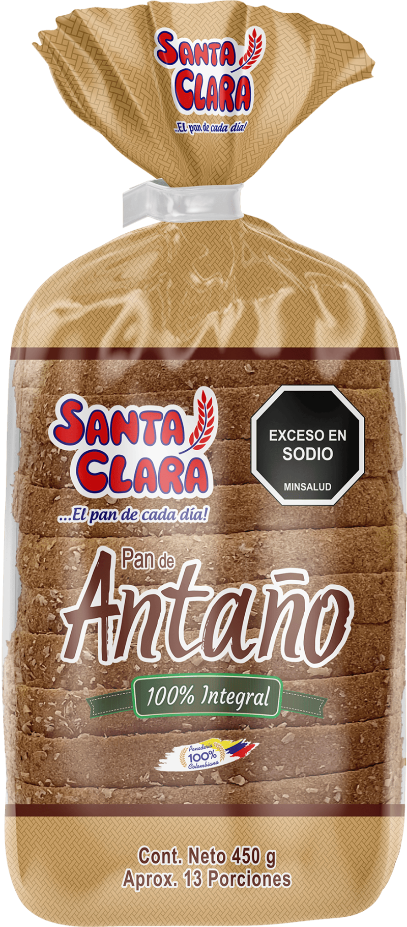 Pan Santa Clara Tajado Integ Antano X450g