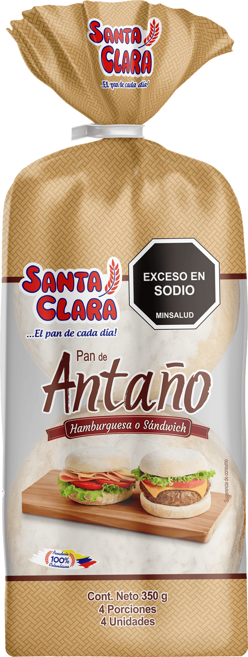 Pan Santa Clara Hambuerg De Antano X350g
