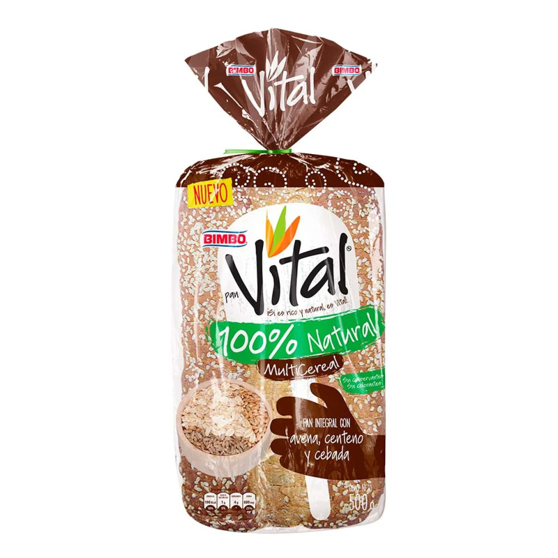 Pan Bimbo Vital Tajado Multicereal X500g