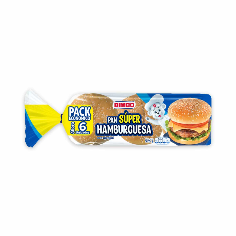 Pan Bimbo Super Hamburguesa Ajonjo X525g