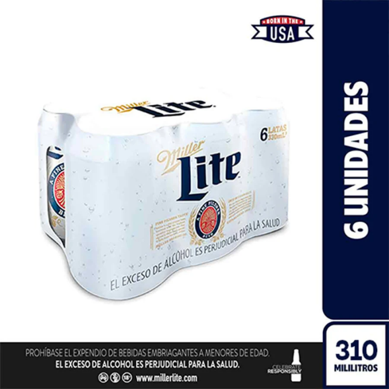 Cerveza Miller Lata 310ml X 6 Und